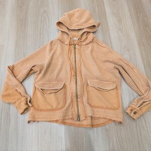 We The Free Orange Chunky Waffle Jacket Size S